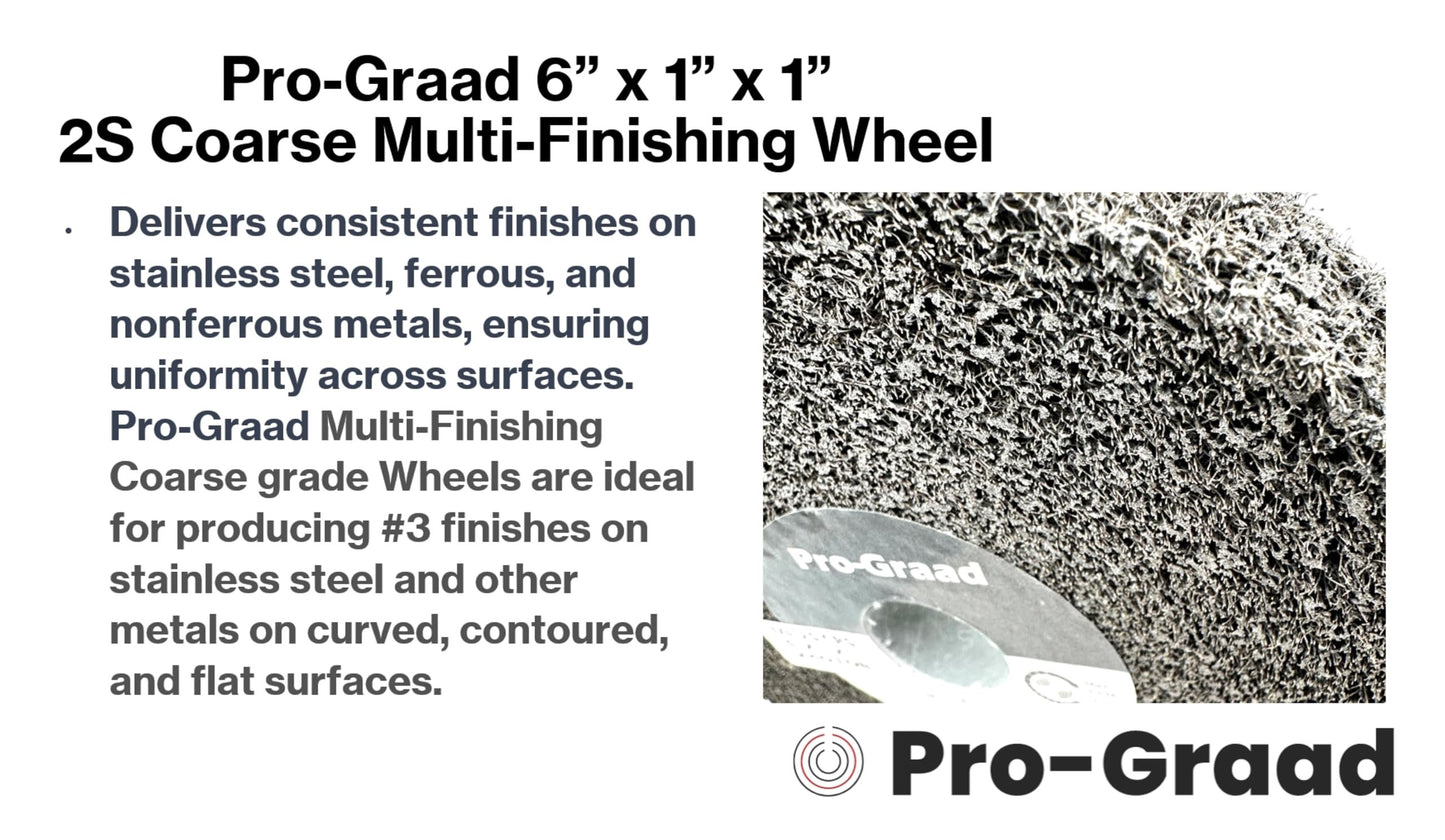 Pro-Graad Multi-Finishing Wheel – 6” x 1” x 1” 2S Coarse Silicon Carbide - Stainless Steel Finishing Convolute Wheel - 13170 – for #3 Finish - 1 Pack