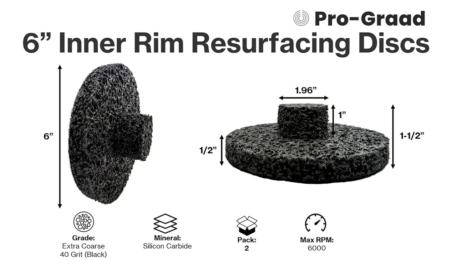 Pro-Graad 433 508  6 inch Replacement Discs for Inner Rim Cleaner, Compatible Fit Mueller-Kueps 433 507 & 6” Professional Brake & Wheel Hub Cleaning Tools, 2 Pack