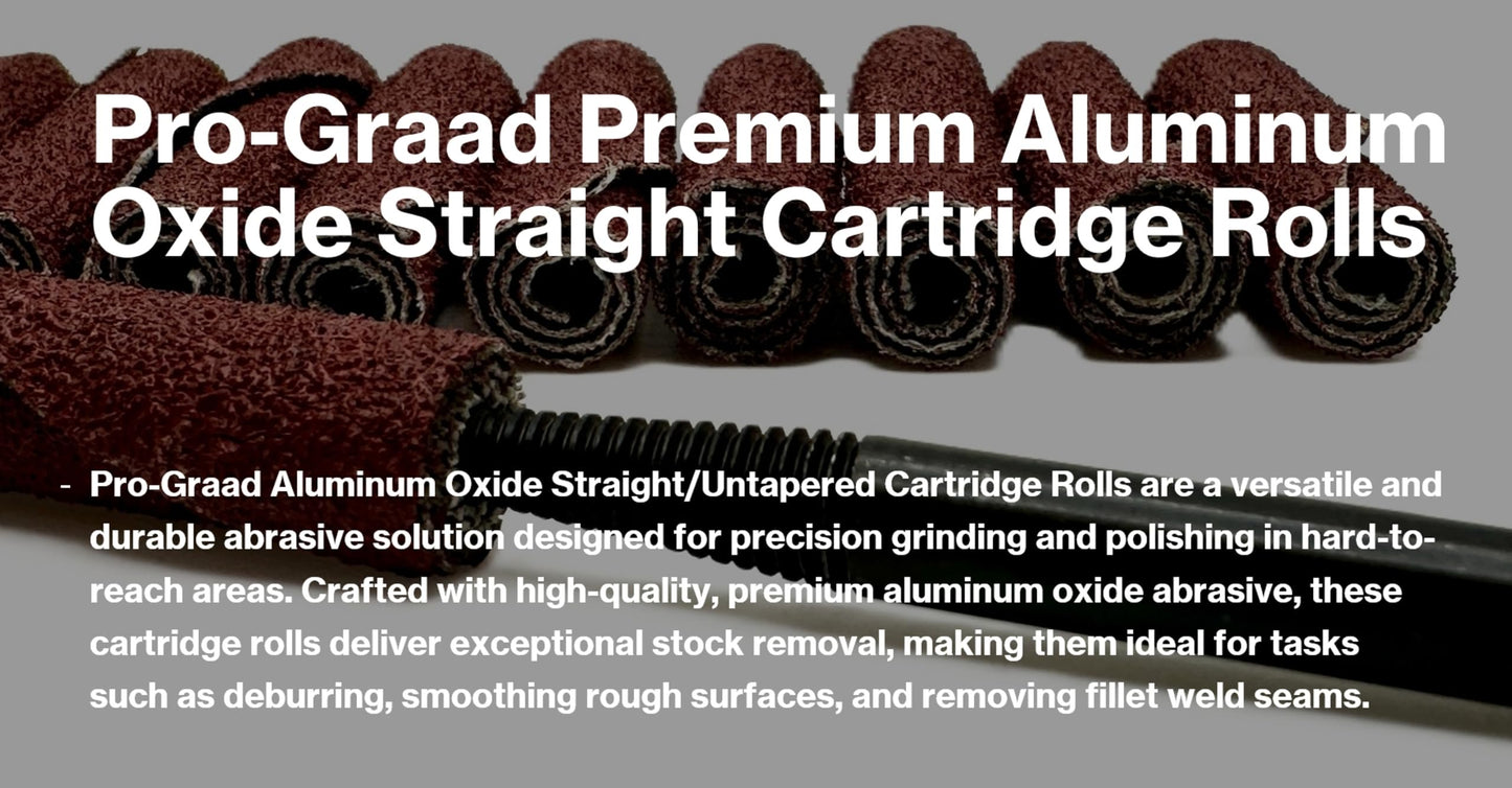 Pro-Graad 3/8” Diameter x 1-1/2” Length x 1/8” Pilot Hole 60 Grit Aluminum Oxide Straight/Untapered Cartridge Roll, 10 Pack, Includes 1x CR-9 Mandrel