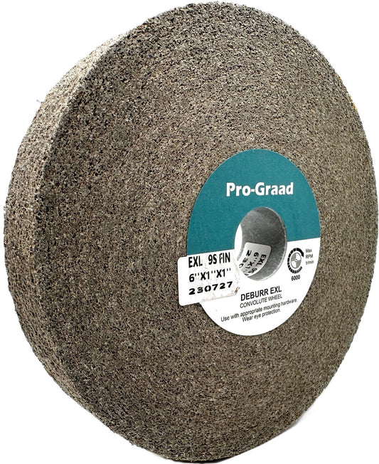 Pro-Graad EXL Deburring Wheel – 2 Pack - 6" x 1" x 1" 9S Fine - Silicon Carbide - Metal Deburring, Finishing and Polishing Wheel - Convolute - 05132 - (Pack of 2)