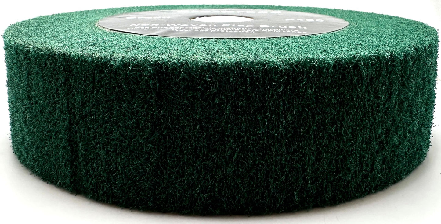 Pro-Graad 8” x 2” Green 180 Grit Non-Woven Bench Grinder Polishing Burnishing Satin Finishing Flap Brush Wheel for Aluminum Copper Metal Golf Club Refurbishing, Compatible for 1/2”, 5/8”, 3/4" Arbor