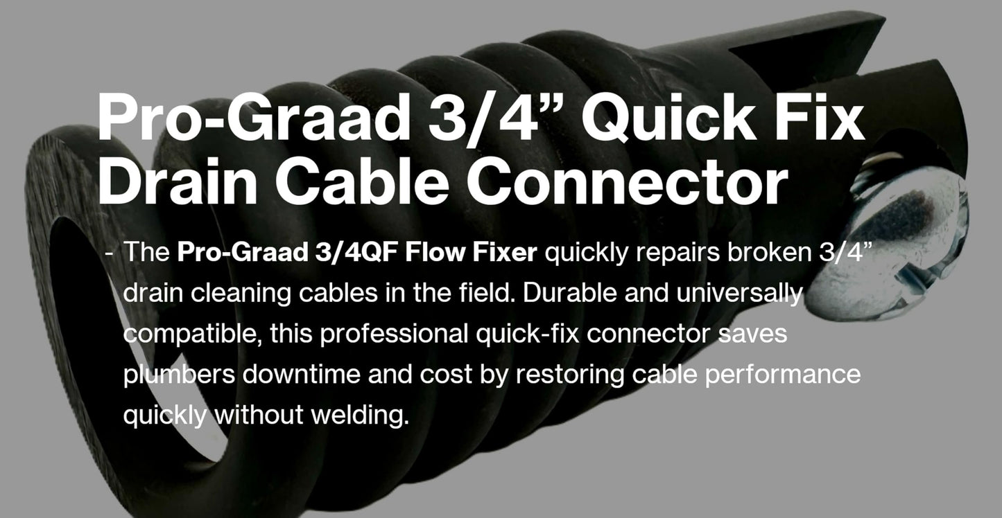Pro-Graad 3/4QF Flow Fixer | 3/4” Drain Cable Repair End | Quick Fix Female Slotted Connector for Broken Drain Cleaning Machine Cables | Fits All 3/4” O.D. Drain Cables
