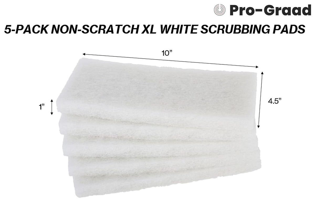 Pro-Graad White Scouring Pads 10" x 4.5", XL, 5 Pack