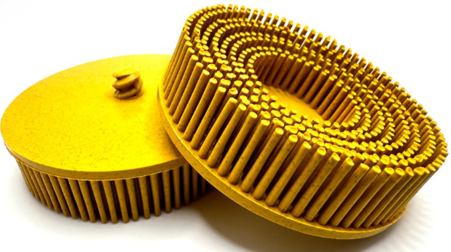 Pro-Graad 2 Pack 3" 80 Grit Yellow R-Type Bristle Disc | Ceramic-Aluminum Oxide Abrasive Bristle Disc with Quick Change Roll Lock | Pack of 2