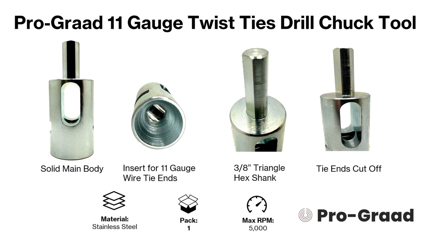 Pro-Graad Fence Twist Ties Tool for 11 Gauge, Drill Chuck,High-tensile Wire Easy Fencing Twisting Tool, Twisted Fence Tool for Fixing Chain Link Fence and Loop Fences, Wire Ties Tool
