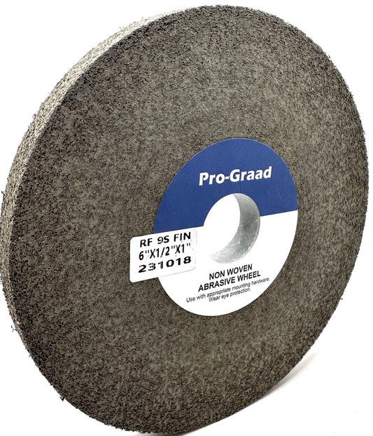Pro-Graad 1 Pack 6” x 1/2” x 1” 9S Fine Series 1000 RF Long Life Convolute Deburring, Finishing & Polishing Wheel, Includes Arbor Adapter for use on 3/4 5/8 1/2 inch Shaft Sizes, Pack of 1