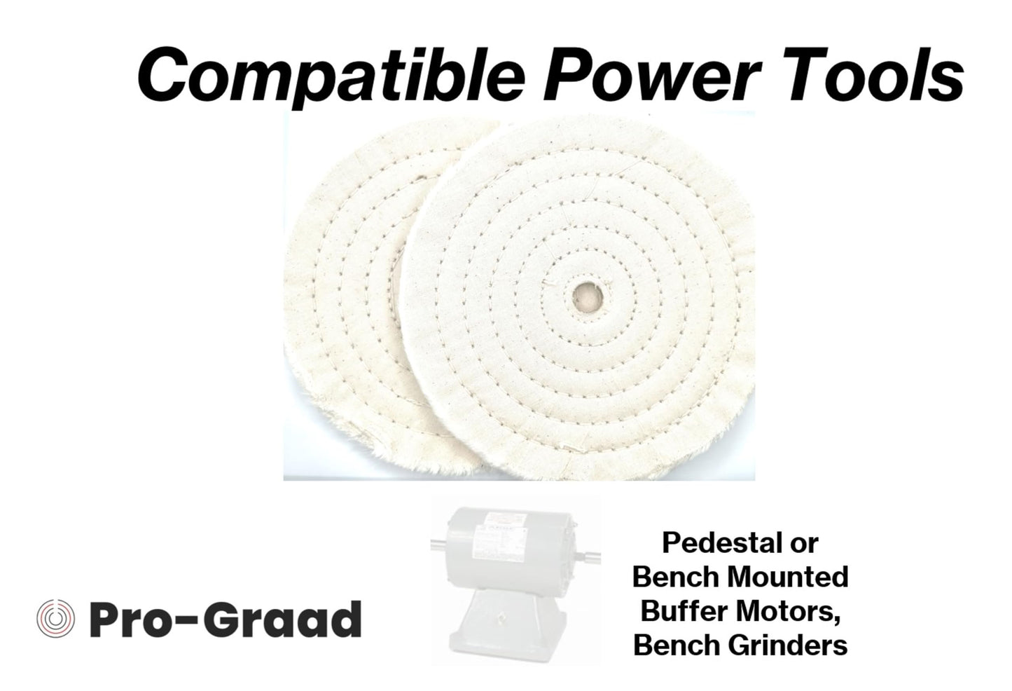 Pro-Graad 2 Pack 8” x 5/8” Arbor x 40 Ply Buffing Polishing Wheel - White Fine Muslin Cotton | Designed for Bench Motor Grinder or Buffer | Pack of 2