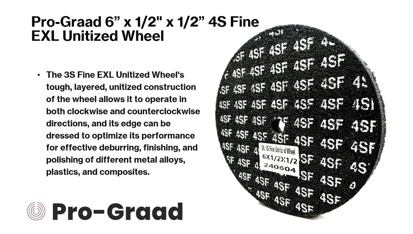 Pro-Graad EXL Unitized Wheel, Silicon Carbide, 6" Diameter x 1/2" Wide x 1/2" Arbor, 4S Fine | 15849 | (Pack of 1)