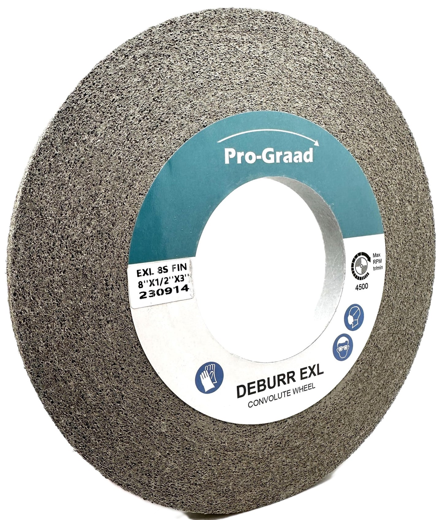 Pro-Graad EXL Deburring Wheel - 8" x 1/2" x 3" 8S Fine Grit - Silicon Carbide - Metal Deburring, Finishing and Polishing Wheel - Convolute - 14629 - (1 Pack)