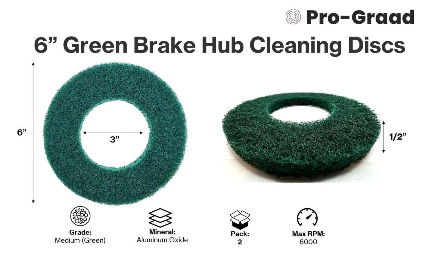 Pro-Graad 2 Pack 6” Replacement Pad for Hub Cleaning Tool, Hook & Loop Brake Wheel Hub Cleaning Disc, Ideal on Aluminum Surfaces, Compatible for Bilitools, Steelman, Hazet & Mueller-Kueps Holders