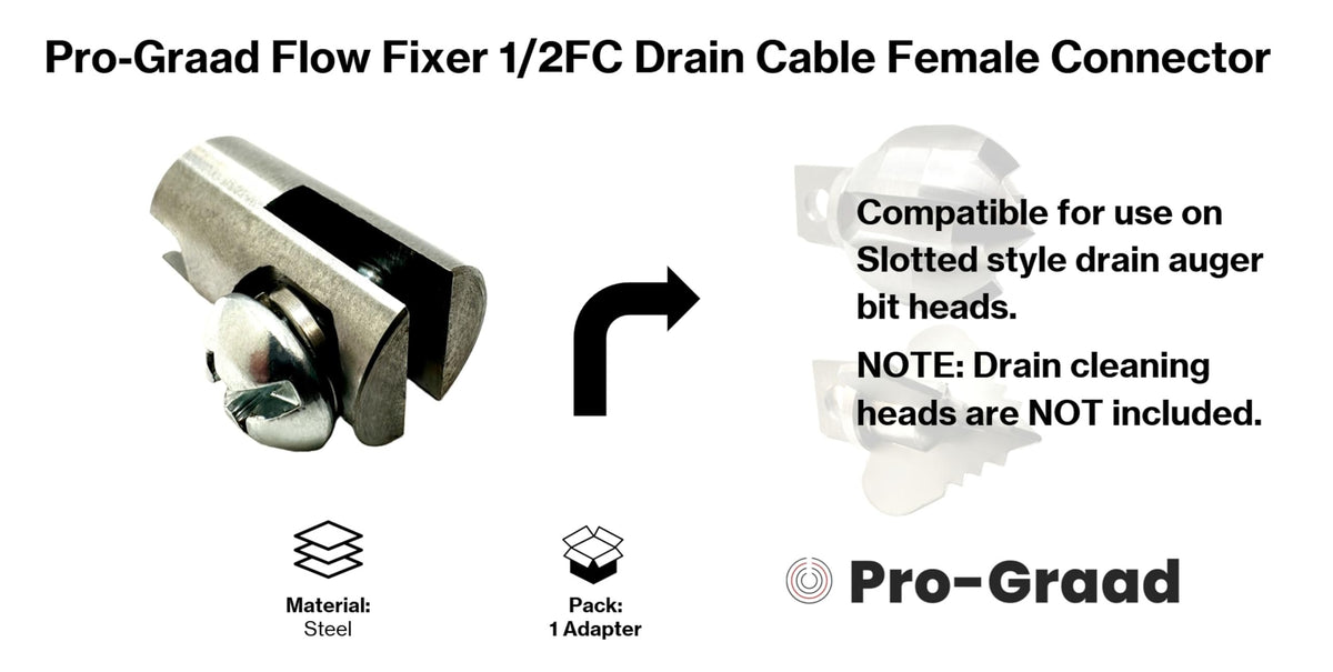 Pro-Graad 1/2FC Flow Fixer | 1/2” Drain Cable Repair End | Weld-On Female Slotted Connector Bit for Broken Drain Cleaning Machine Cables | Fits All 1/2” O.D. Drain Cables