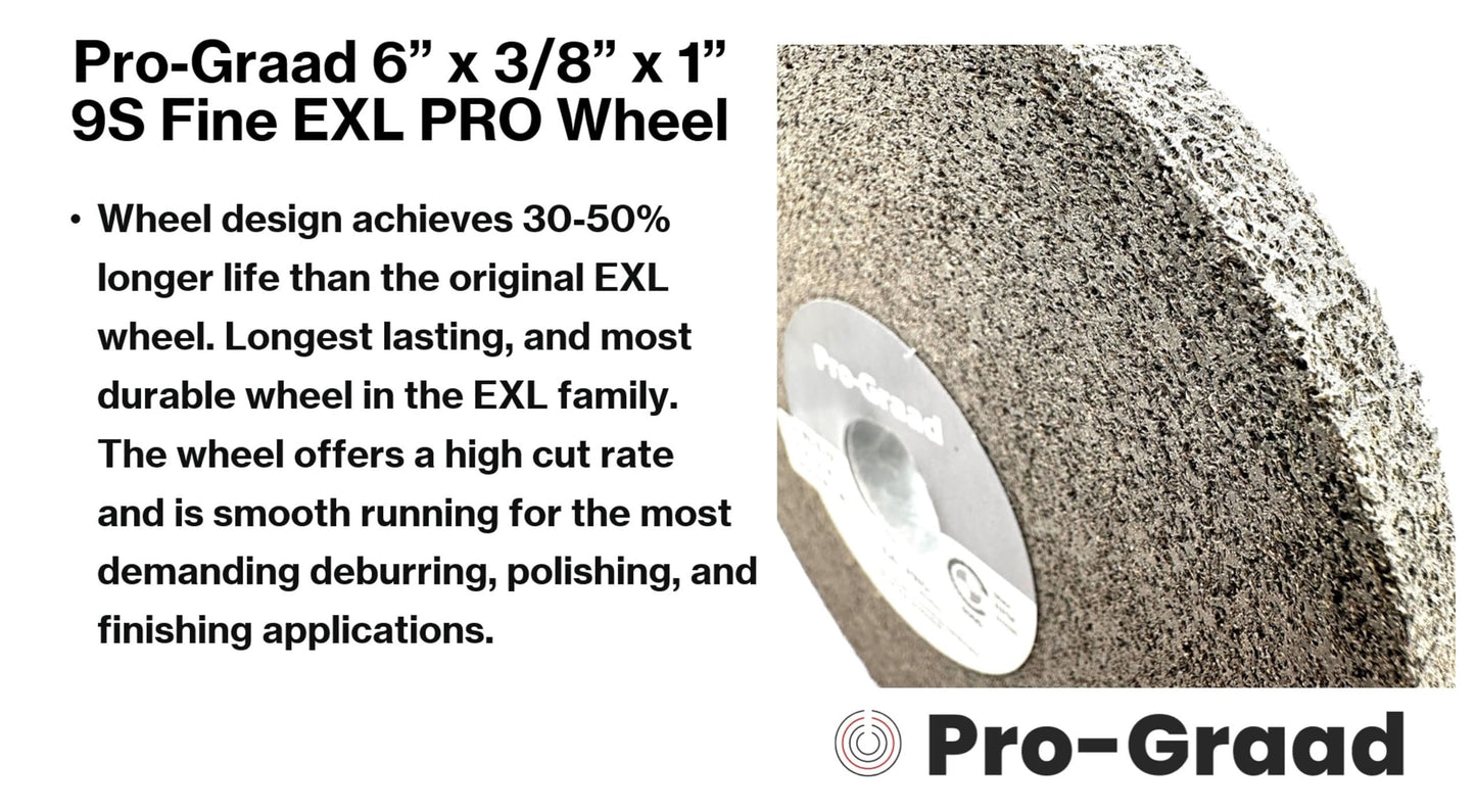 Pro-Graad EXL PRO Convolute Deburring Polishing Wheel - 6" x 3/8" x 1" 9S Fine Silicon Carbide - Professional Grade - Metal Deburring, Finishing and Polishing Wheel - (1 Pack)