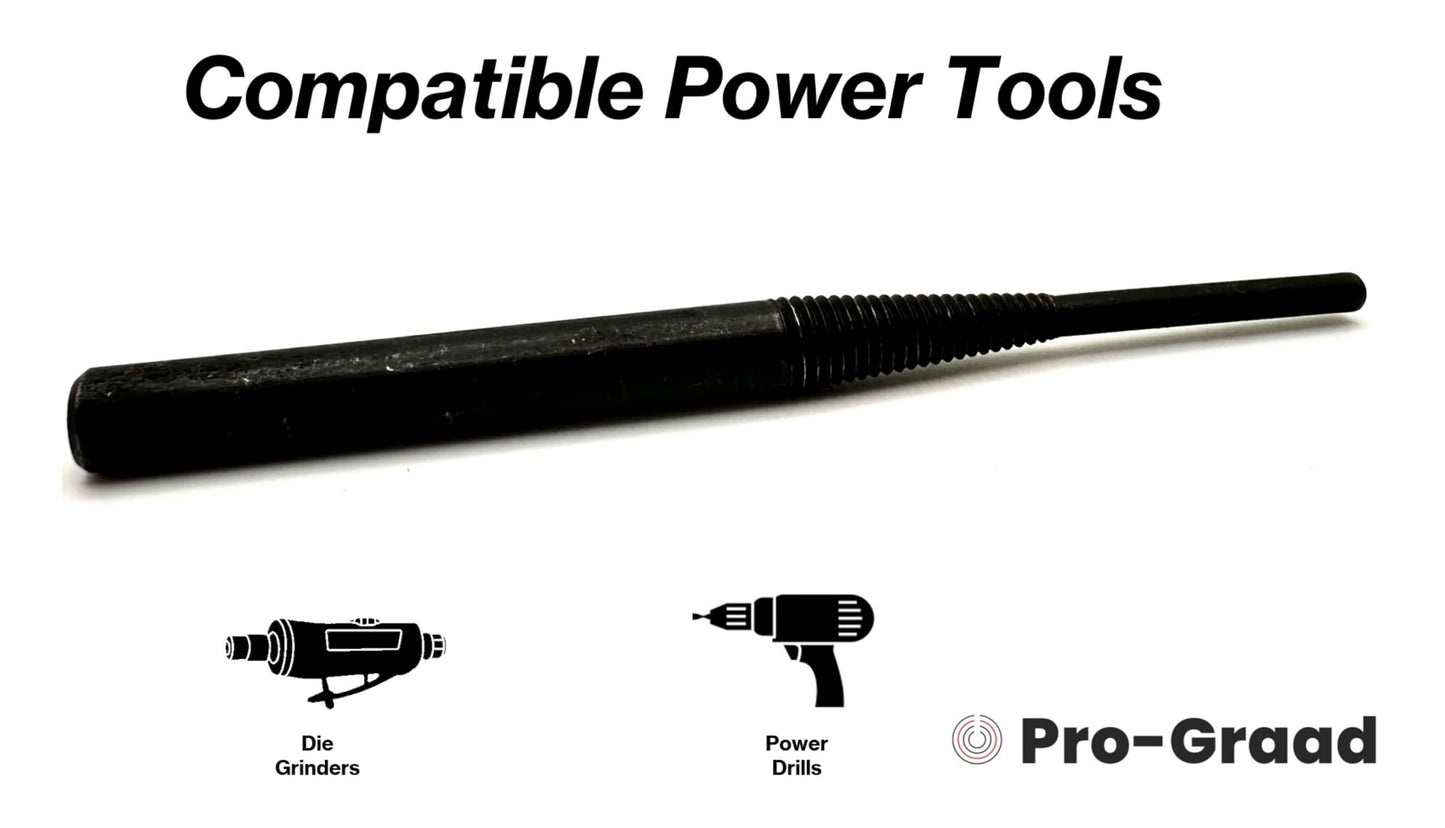 Pro-Graad CR-9-8 8" Porting Mandrel Extra Shank Length Cartridge and Spiral Roll Mandrel, 1/8" Pilot Diameter x 1" Pilot Length, 8" Overall Length, 1/4" Shank Diameter x 6-1/4" Shank Length