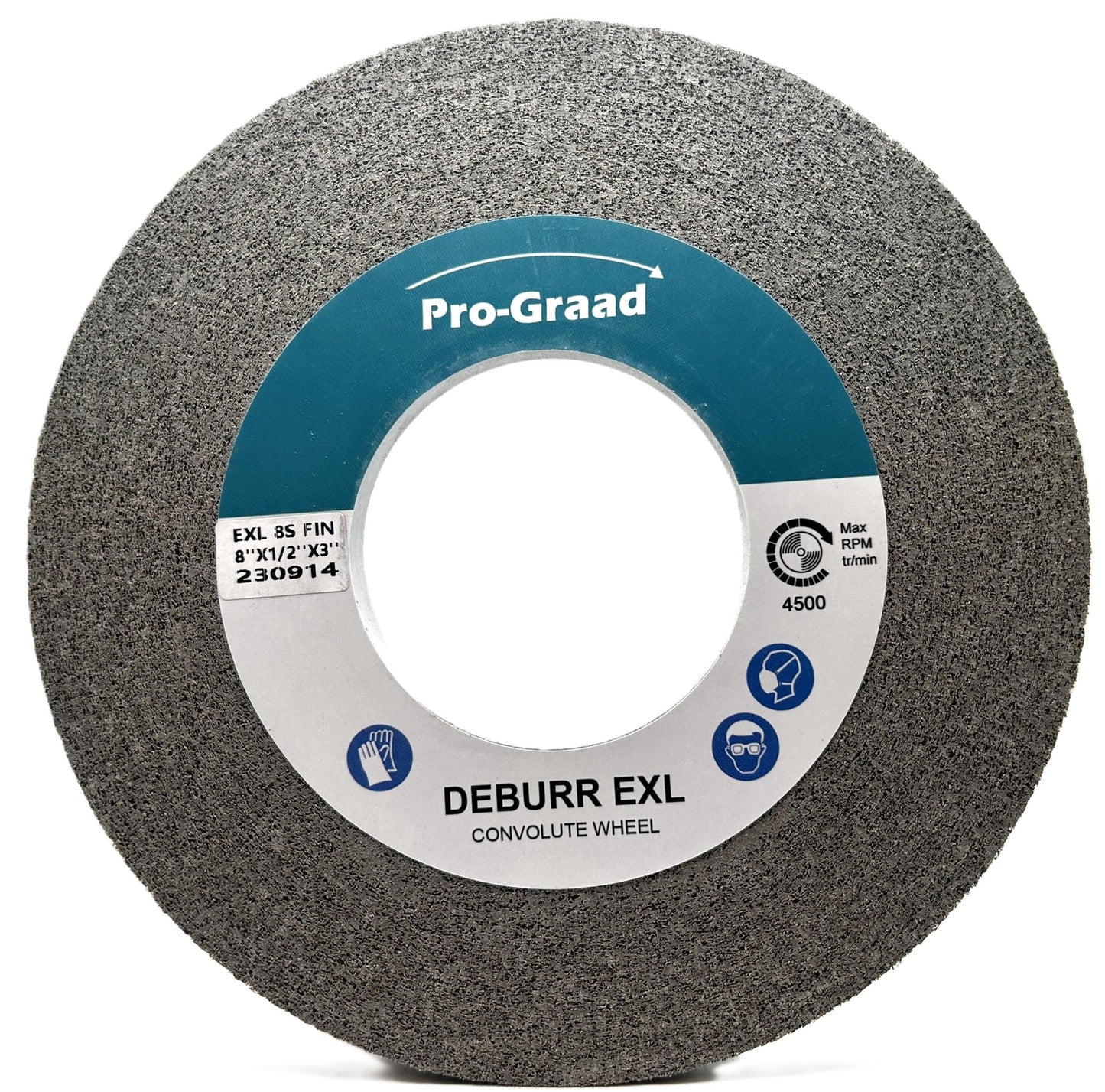 Pro-Graad EXL Deburring Wheel - 8" x 1/2" x 3" 8S Fine Grit - Silicon Carbide - Metal Deburring, Finishing and Polishing Wheel - Convolute - 14629 - (1 Pack)