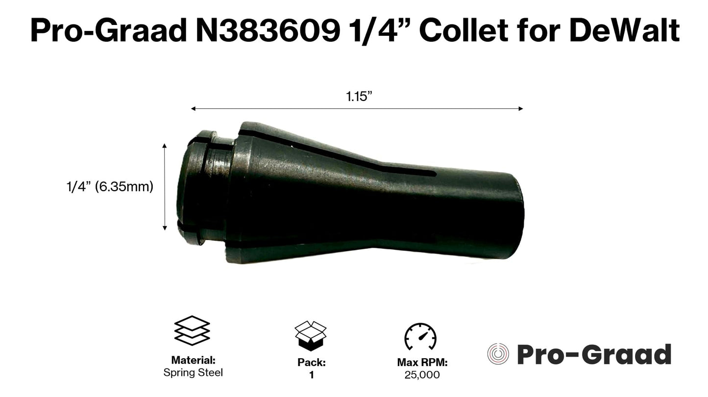 Pro-Graad N383609 1/4" Collet Compatible with  DeWalt Die Grinder DCG426, DCG426B, DCG426M2, DWE4887, DWE4887-AR, DWE4887-B2, DWE4887-B3, DWE4887N Die Grinder Parts