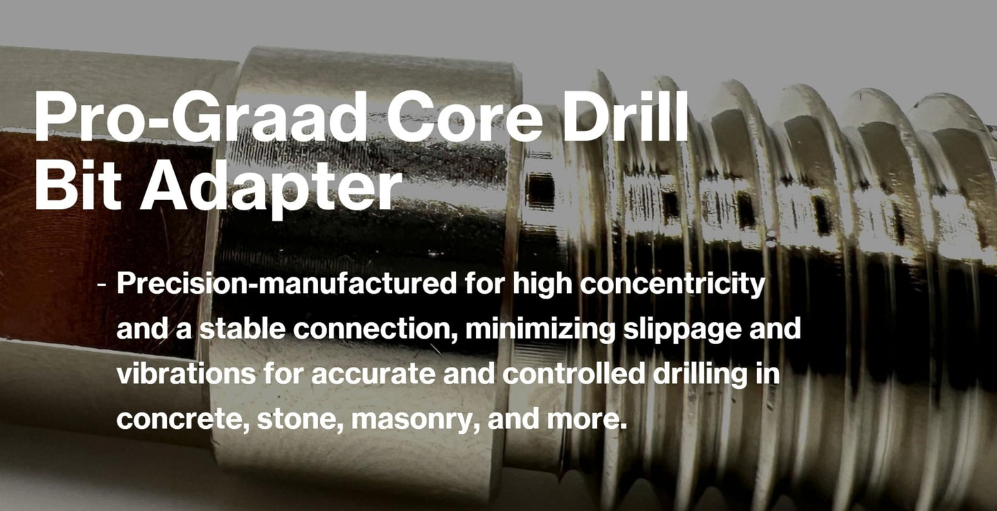 Pro-Graad Core Drill Bit Adapter 5/8"-11 Thread to 1/2" Hex Shank, 5/8-11 Male Drill Bit Adapter for Threaded Diamond Hole Saw Core Drill Bit (5/8"-11 Thread to 1/2" Hex Shank, 1)
