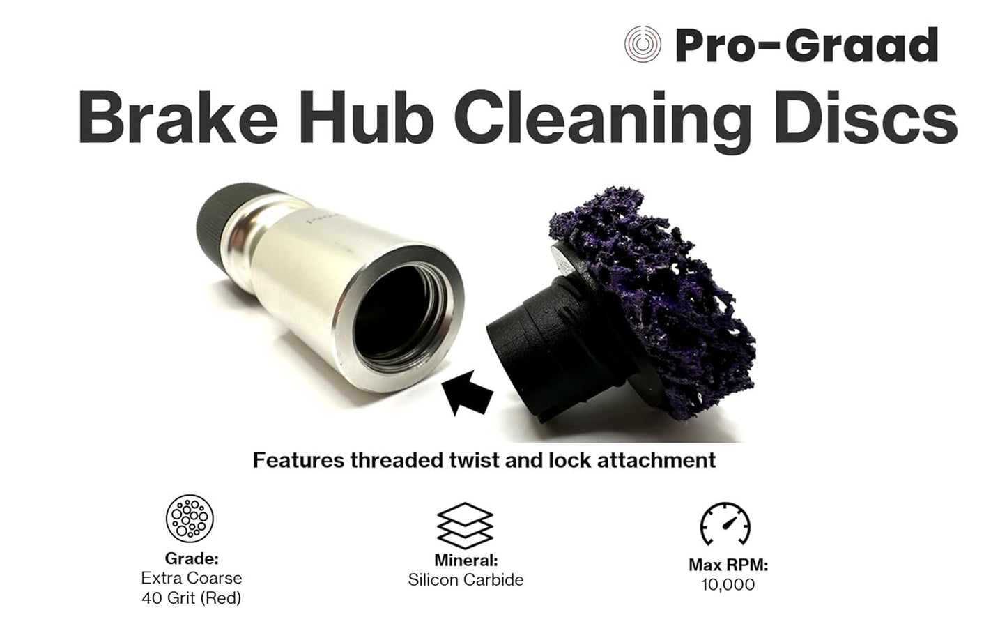 Pro-Graad 7 Piece 1-1/2” Brake Hub Cleaning Disc Kit, Impact Driven Tool Resurfacing Hub, Rotor, Stud, Wheel Rust Removal Cleaner, Kit Includes 5X Cleaning Pad Discs, 1x Tool Holder, 1x Drill Adapter