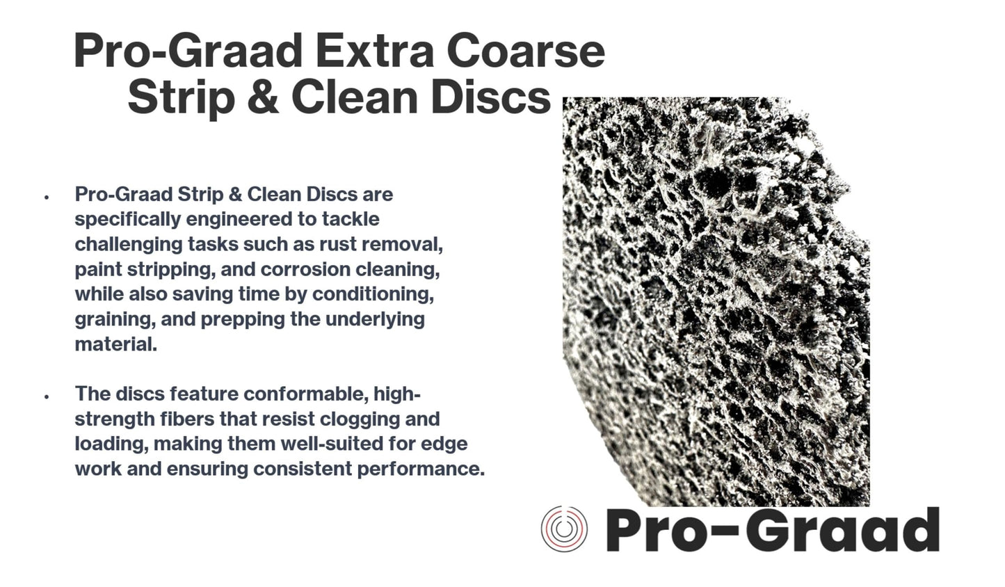 Pro-Graad 2 Pack 8” x 1/2” x 5/8" Strip & Clean Disc, Silicon Carbide Extra Coarse Cleaning Stripping Discs for Bench/Angle Grinder, Remove Paint Coatings Corrosion Rust Weld Cleanup, Black, 00958