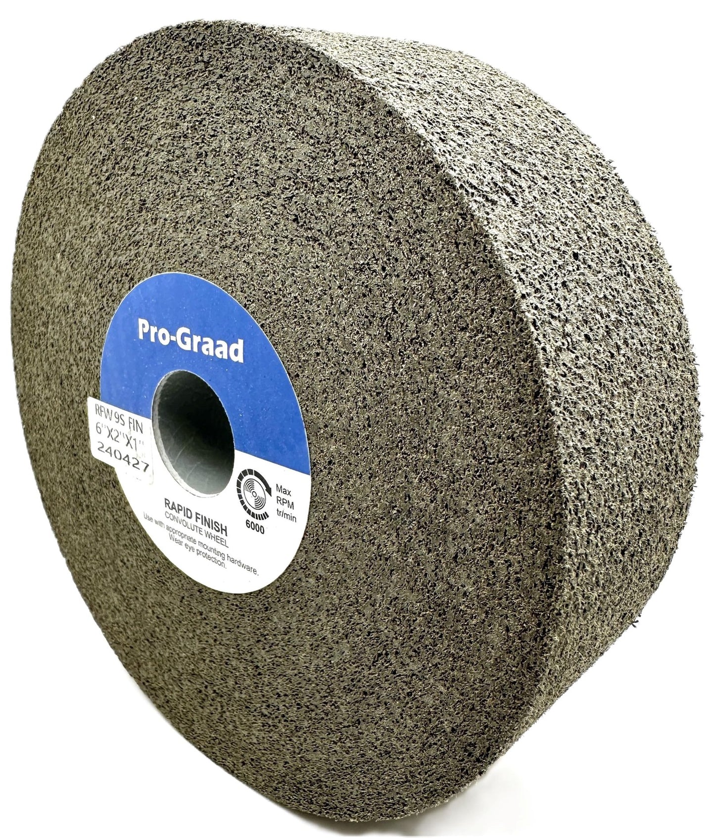Pro-Graad 1 Pack 6” x 2” x 1” 9S Fine Series 1000 RF Long Life Convolute Deburring, Finishing & Polishing Wheel, Includes Adapter for use on 3/4 5/8 1/2 Shaft Sizes, Pack of 1
