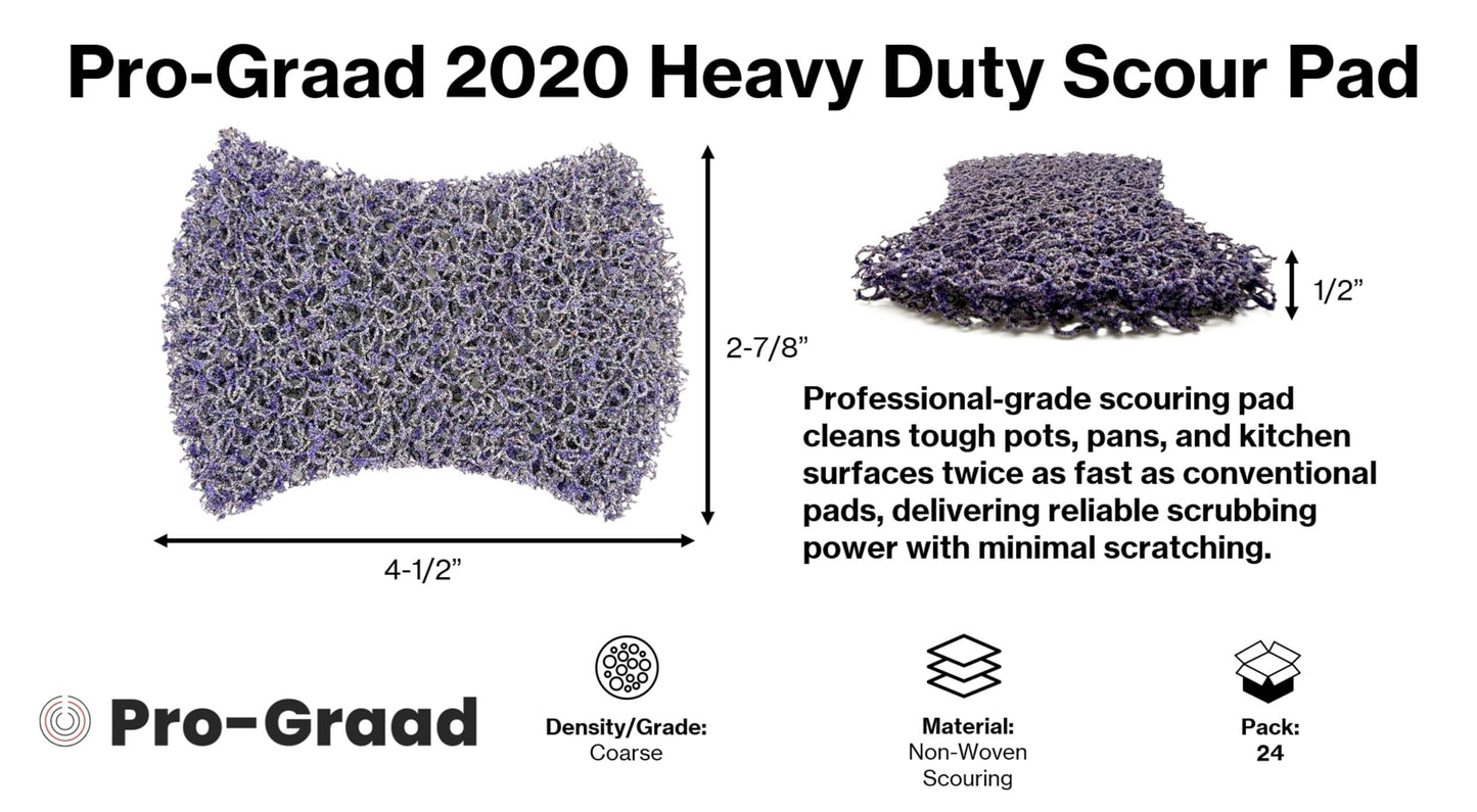 Pro-Graad 2020 Scouring Pad, 2.8” x 4.5”, 24 Pack, Professional Grade Heavy Duty Scour Pad, Bow-Tie Shape, 59033