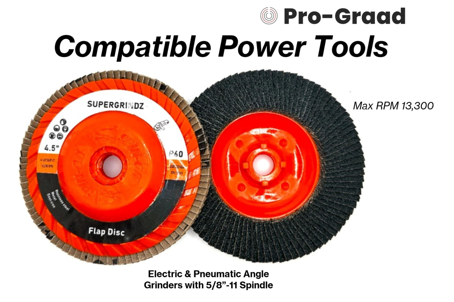 SuperGrindz 10 Pack 4-1/2" x 5/8"-11 60 Grit Type 27 High-Density Zirconia Trimmable Flap Discs for 4.5" & 5" Grinders, 5/8”-11 Fast Change Hub, Sanding, Finishing, Stock & Rust Removal