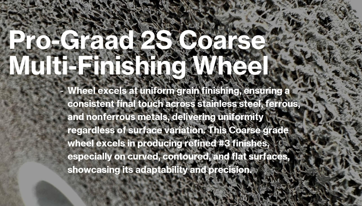 Pro-Graad Multi-Finishing Wheel – 8” x 2” x 3” 2S Coarse Grit Silicon Carbide - Stainless Steel Finishing Convolute Wheel – for #3 Finish - 1 Pack