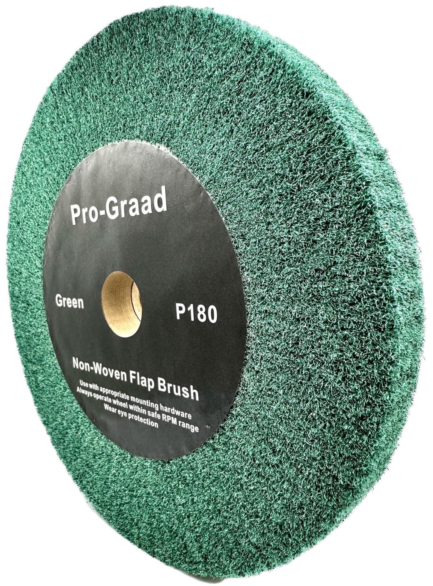 Pro-Graad 10” x 1” Green P180 Non-Woven Bench Grinder Polishing Burnishing Satin Finishing Flap Brush Wheel for Aluminum Copper Metal Golf Club Refurb, Compatible for 1/2”, 5/8”, 3/4", 1-1/4” Shaft