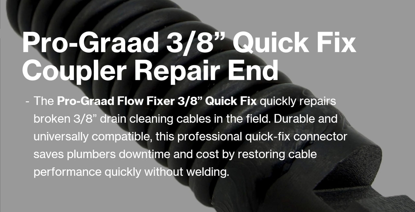 Pro-Graad Flow Fixer 91037 IW Cable Repair Coupling 3/8-Inch Compatible Fit RIDGID Drain Cleaning Cable End, 3/8” Sewer Cable Quick-Fix Coupler Cable Repair (1 Pack)