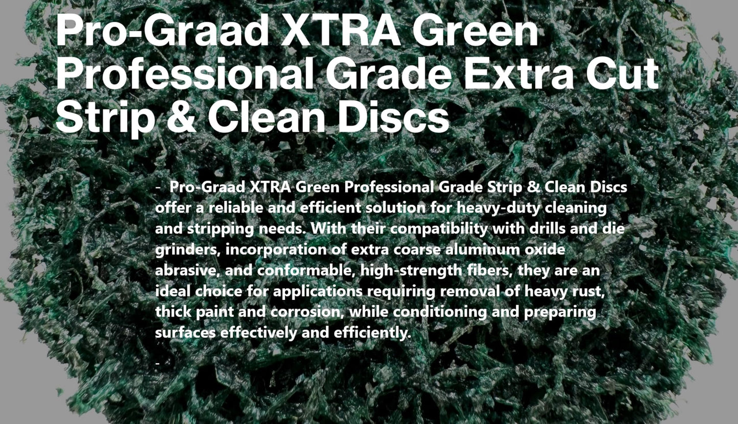 Pro-Graad 2 Pack 4” x 1/2” x 1/4" Shaft Clean & Strip XT Pro Extra Cut Disc, Extra Coarse Aluminum Oxide, Remove Heavy Rust Paint Coating Corrosion, Green, 21665, Pack of 2