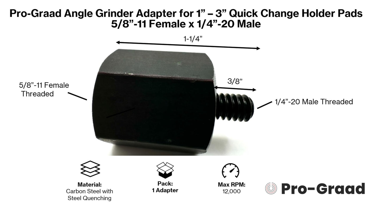 Pro-Graad 5 Piece 5/8-11 Angle Grinder Adapter Kit, with 2” & 3” Roll Lock Type R Quick Change Disc Pad Holder, 5 Pcs Adapter Kit for Angle Grinders with 5/8”-11 Thread