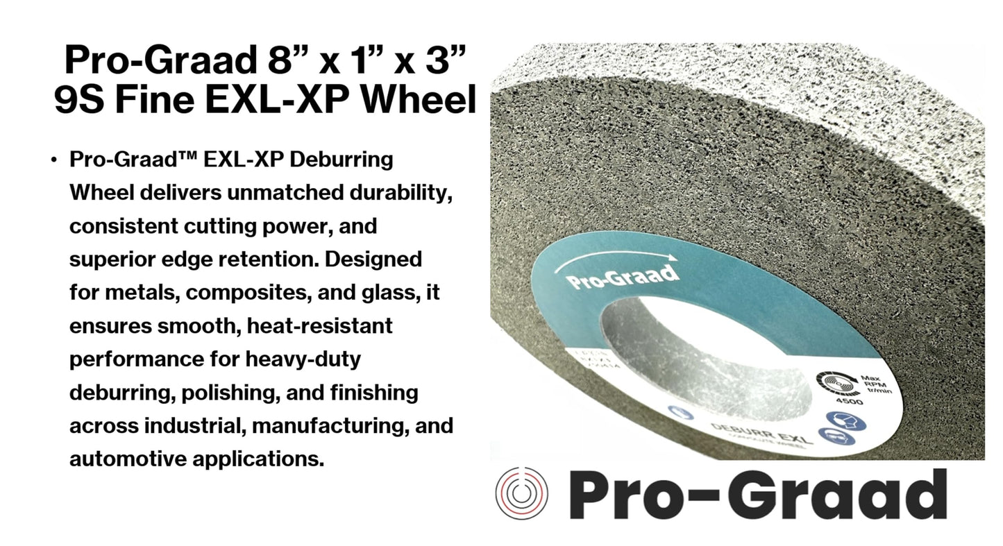 Pro-Graad EXL XP Convolute Deburring Polishing Wheel - 8" x 1" x 3" 9S Fine Silicon Carbide - Professional Grade - Metal Deburring, Finishing and Polishing Wheel – 60307 - 1 Pack