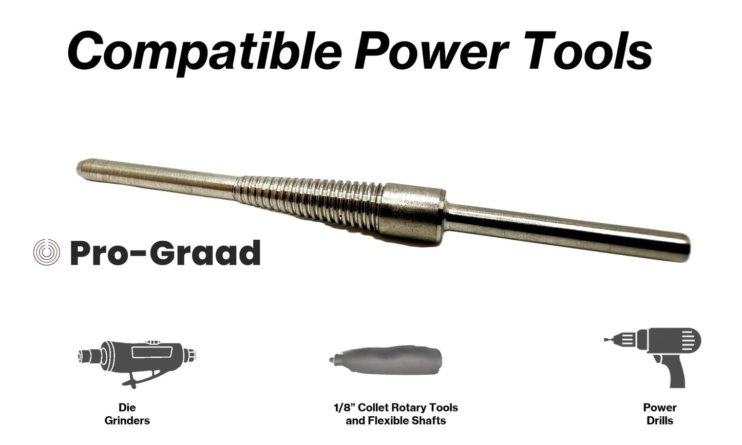 Pro-Graad CR-5 1/8” Shank Stainless Steel Cartridge Roll Mandrel, Standard Tapered Type Mandrels for Cartridge & Spiral Rolls, 3” Overall Length, 1/8x1” Shank x 1/8”x1” Pilot