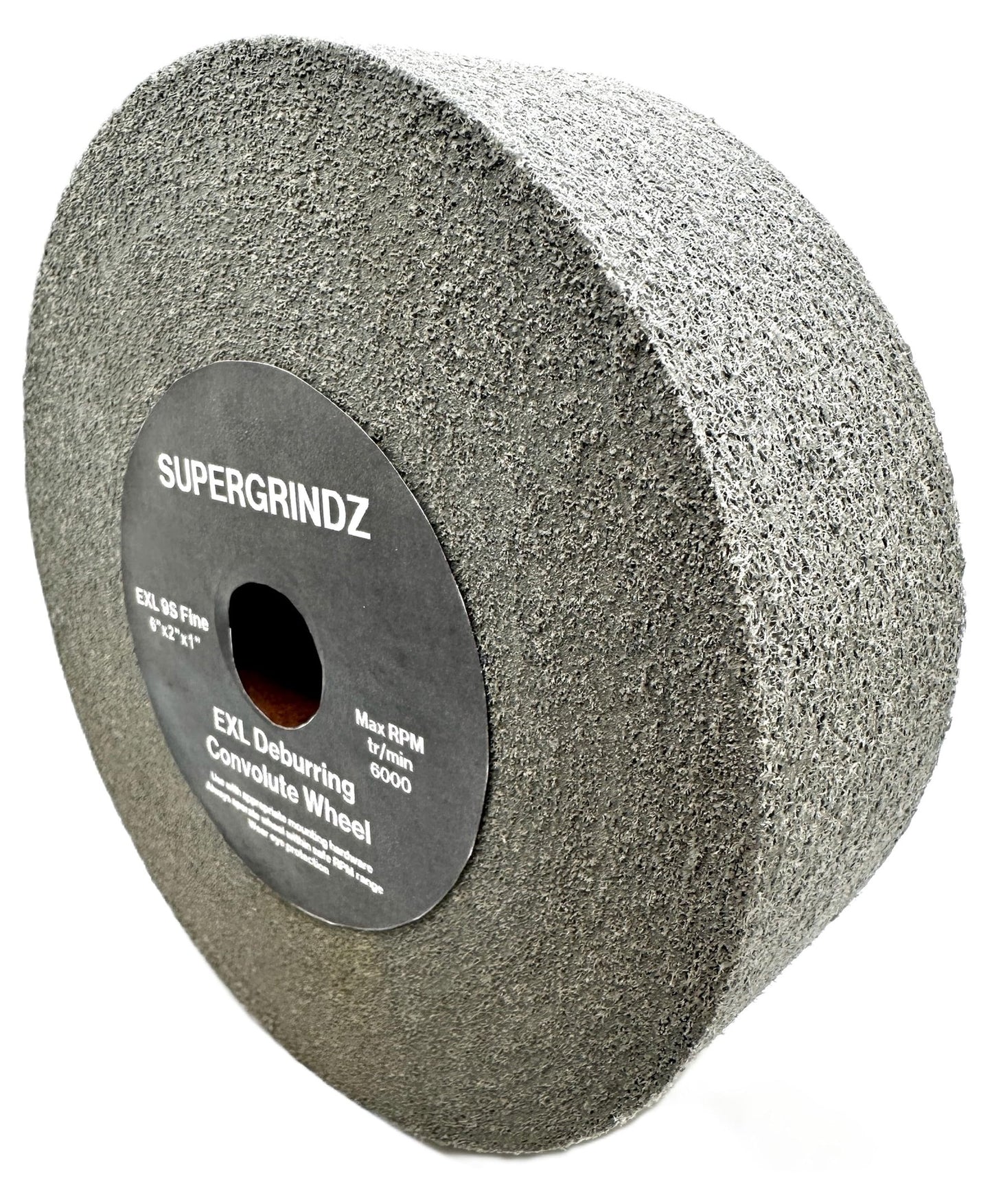 SuperGrindz EXL Deburring Wheel - 6" x 2" x 1" 9S Fine Grit - Silicon Carbide - Metal Deburring, Finishing and Polishing Wheel - Convolute - (1 Pack)