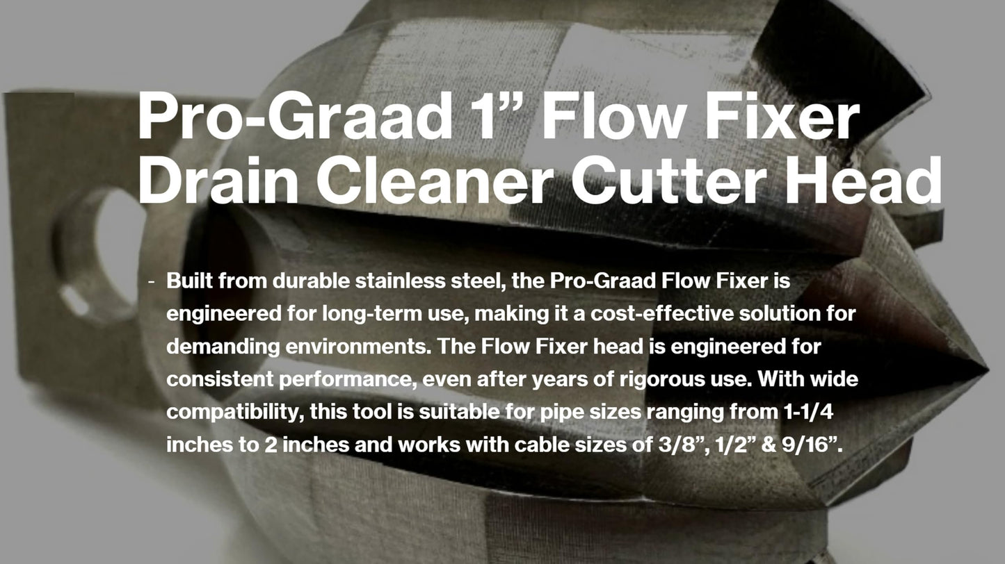 Pro-Graad Flow Fixer Drain Cleaner Plumbing Snake Cutter Head