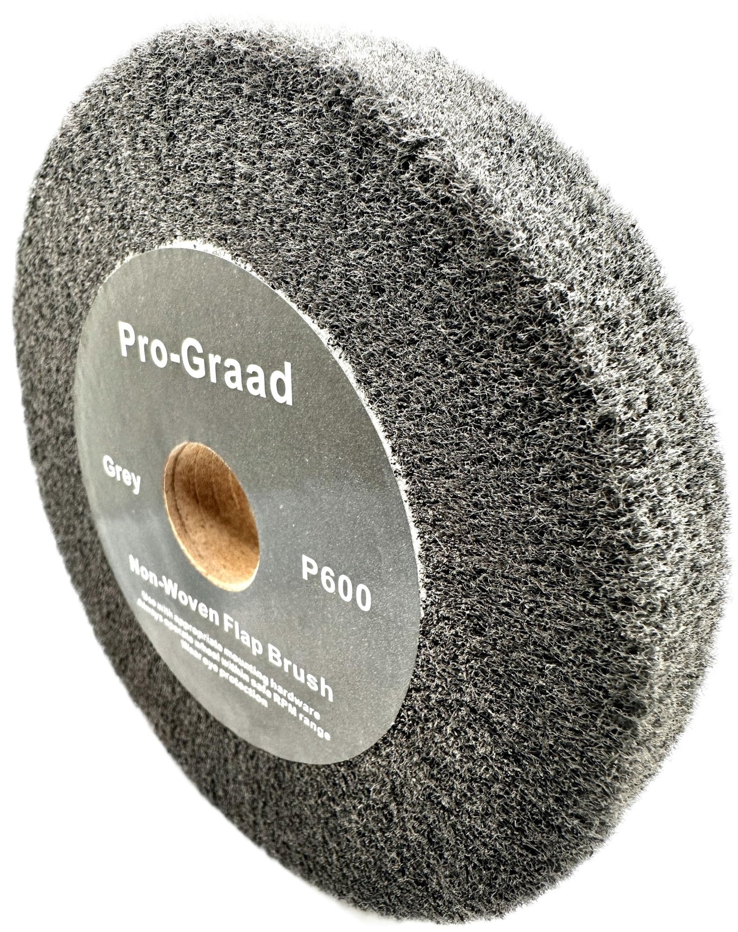 Pro-Graad 6” x 1” Grey 600 Grit Non-Woven Bench Grinder Polishing Burnishing Satin Finishing Flap Brush Wheel for Aluminum Copper Metal Golf Club Refurbishing, Compatible for 1/2”, 5/8”, 3/4" Arbor
