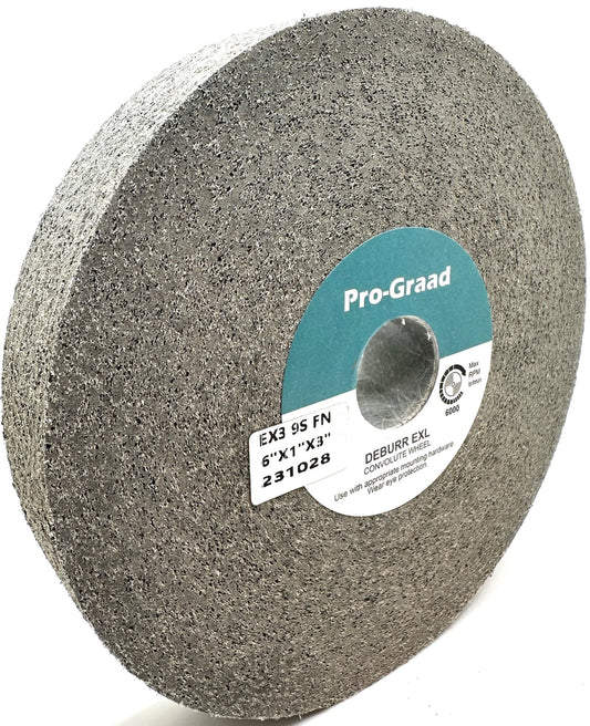 Pro-Graad EX3 Deburring Wheel - 6” x 1” x 1” 9S Fine – Silicon Carbide – Deburr Metal, Finishing & Polishing Wheel - Highest Edge Retention & Durability - Aggressive Edge Deburring – 18825 - 1 Pack