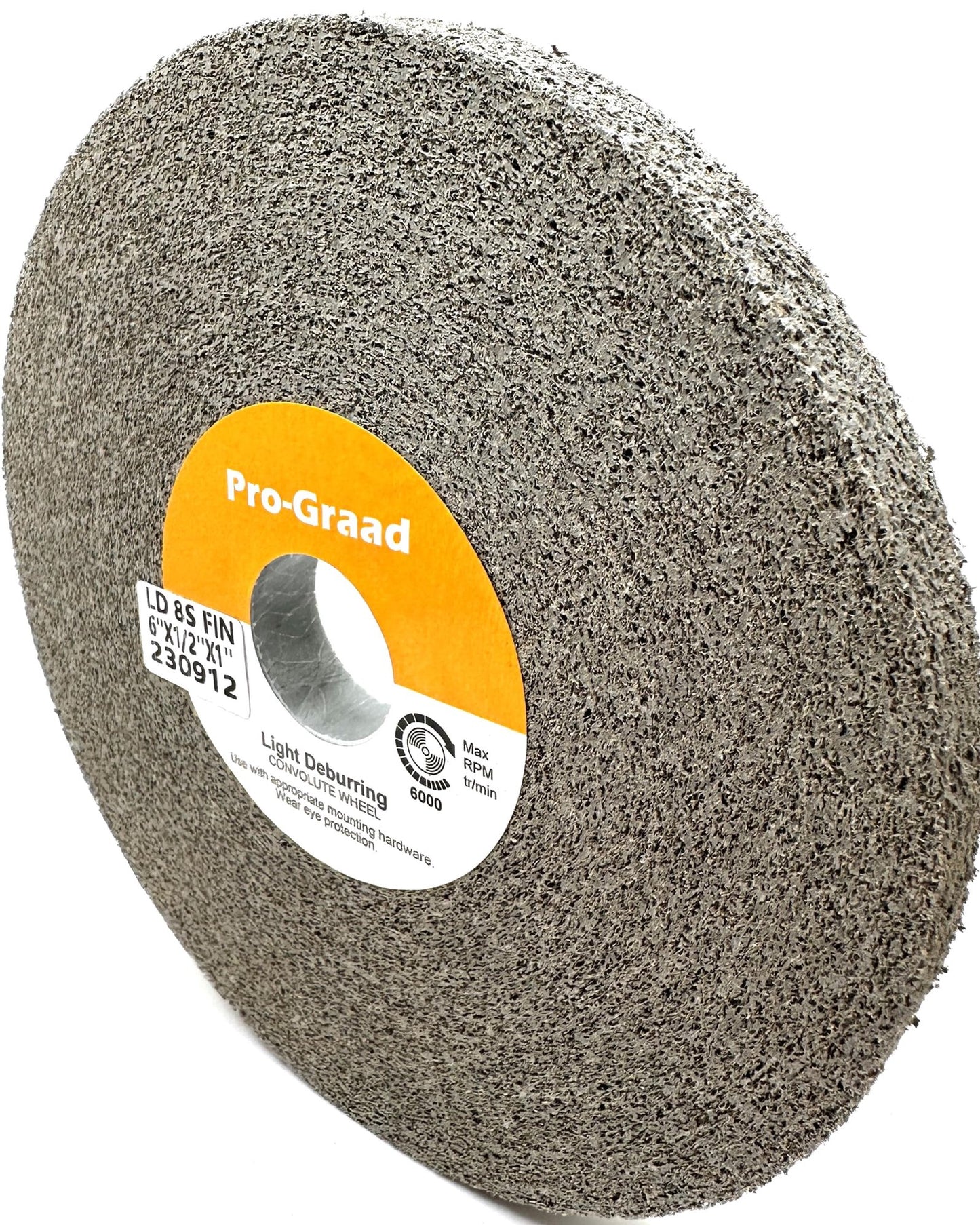 Pro-Graad Light Deburring Wheel - 6" x 1/2" x 1" 8S Fine Grit - Silicon Carbide – Light Deburring, Finishing and Polishing Wheel – 03994 - Convolute - (1 Pack)