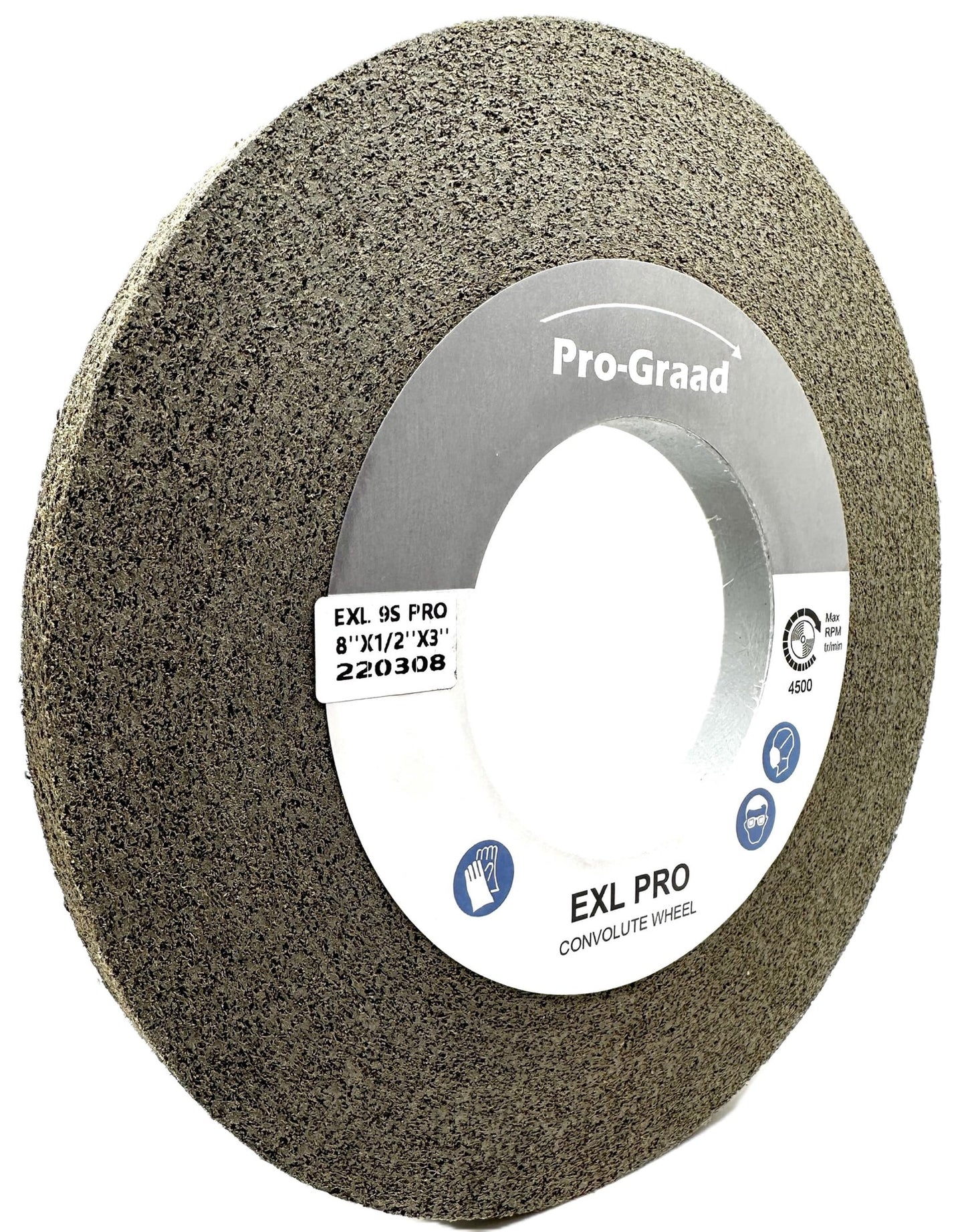 Pro-Graad EXL PRO Convolute Deburring Polishing Wheel - 8" x 1/2" x 3" 9S Fine Silicon Carbide - Professional Grade - Metal Deburring, Finishing and Polishing Wheel – 94907 - 1 Pack