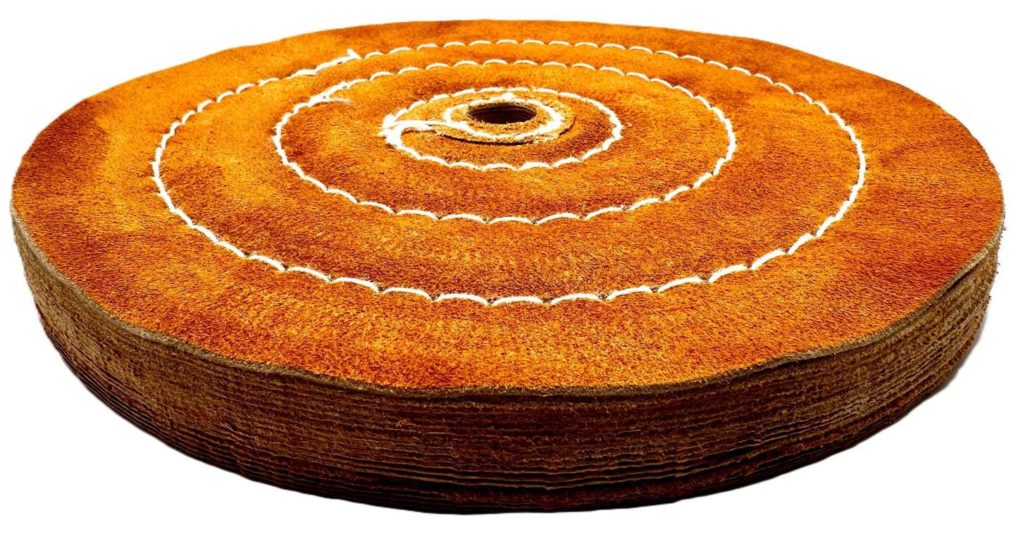Pro-Graad 1 Pack 8” x 5/8" Arbor 18 Ply Chamois Leather Buffing Polishing Wheel - Leather Center, Long Lasting, Ideal for Final Finish on Gold, Silver, Soft Metals with Rouge for Mirror Finish