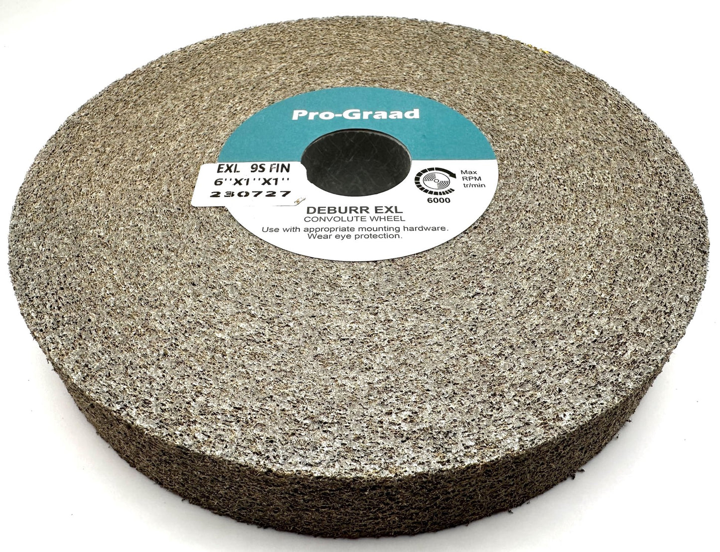 Pro-Graad EXL Deburring Wheel - 6" x 1" x 1" 9S Fine Grit - Silicon Carbide - Metal Deburring, Finishing and Polishing Wheel - Convolute - 05132 - (1 Pack)