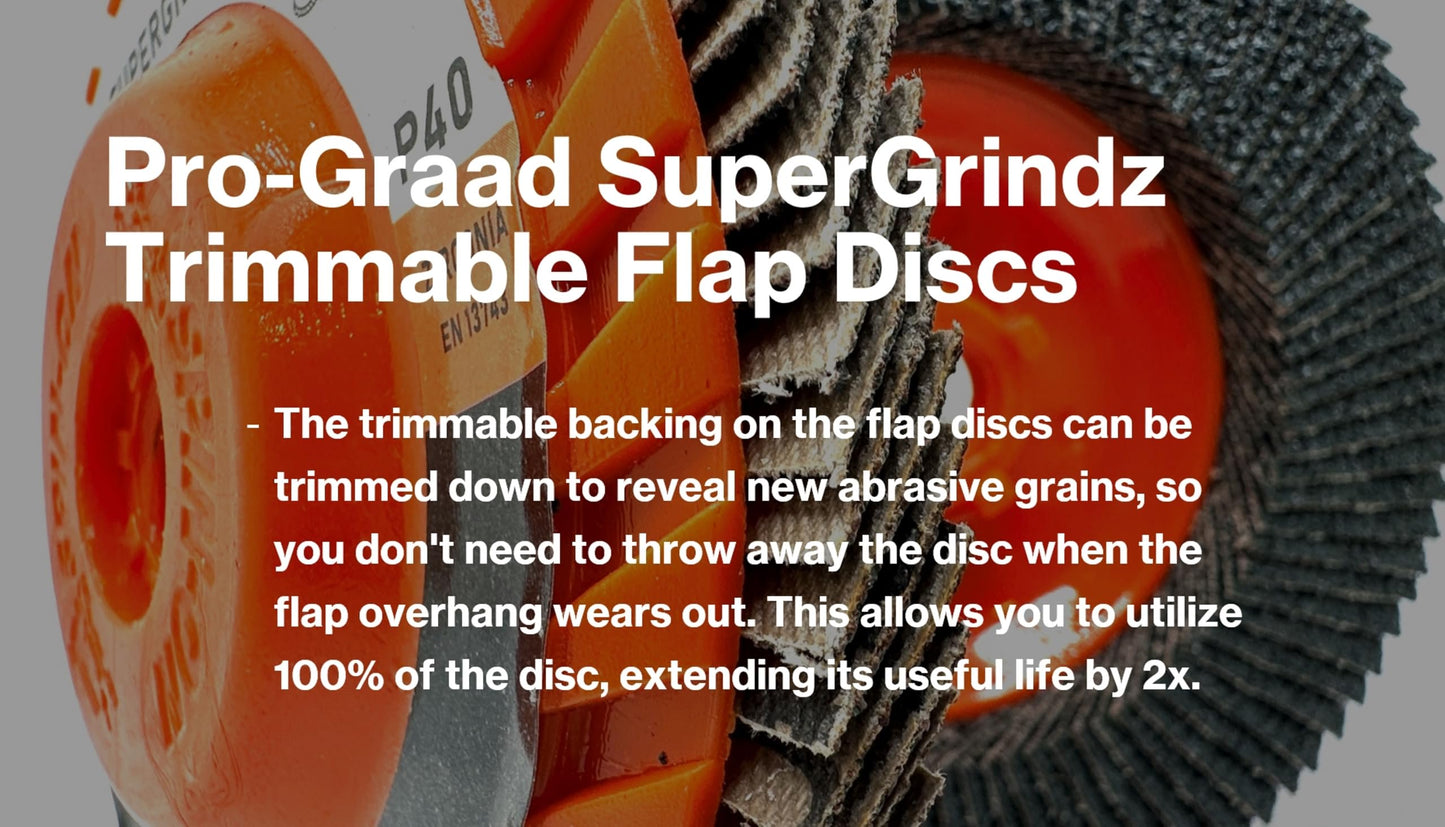 SuperGrindz 10 Pack 4-1/2" x 5/8"-11 40 Grit Type 27 High-Density Zirconia Trimmable Flap Discs for 4.5" & 5" Grinders, 5/8”-11 Fast Change Hub, Sanding, Finishing, Stock & Rust Removal