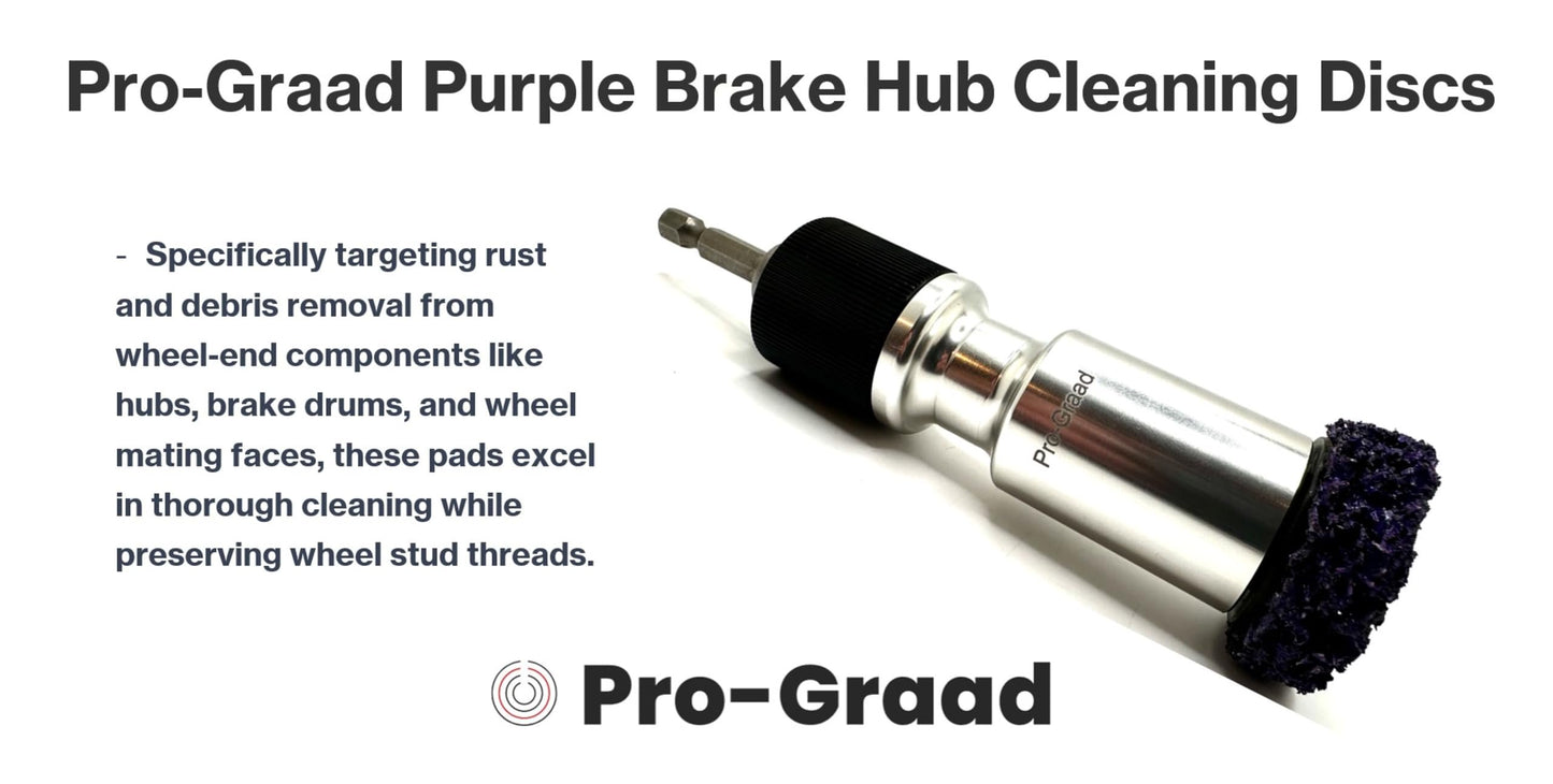 Pro-Graad Brake Hub Cleaning Pad Holder 3 Piece Kit – Impact Driven Surface & Stud Cleaner Holder with 1-1/2” Cleaning Pad, and Drill Adapter – Perfect for Hub, Rotor, Wheel Rust Removal