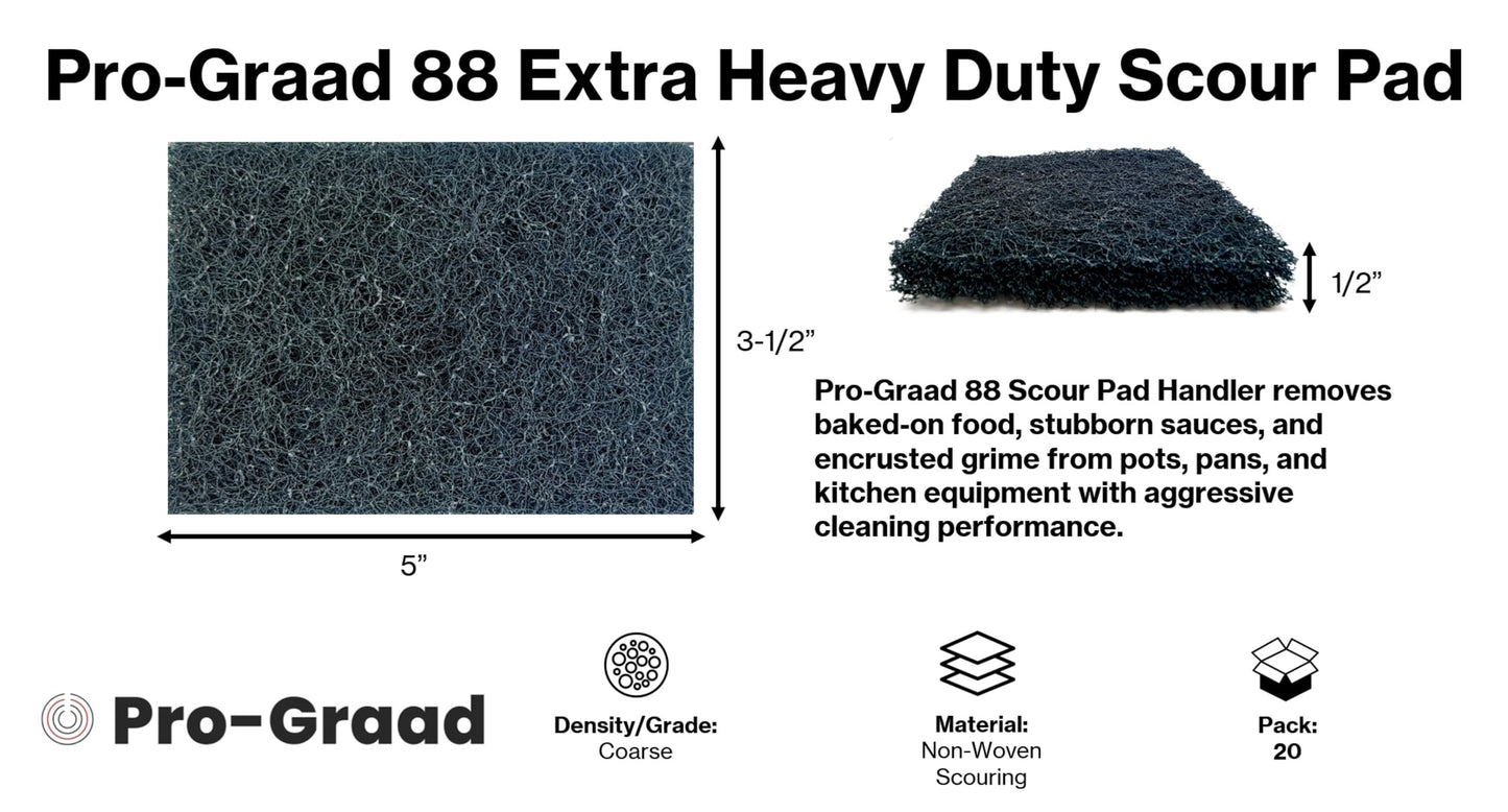 Pro-Graad 20 Pack 88 Extra Heavy Duty Scour Pad Handler for Scouring & Cleaning Pots, Pans, Utensils, Cooking Equipment, Easy Rinsing, Non-Rusting & Splintering, 5" Length x 3-1/2" Width, Blue, 08292