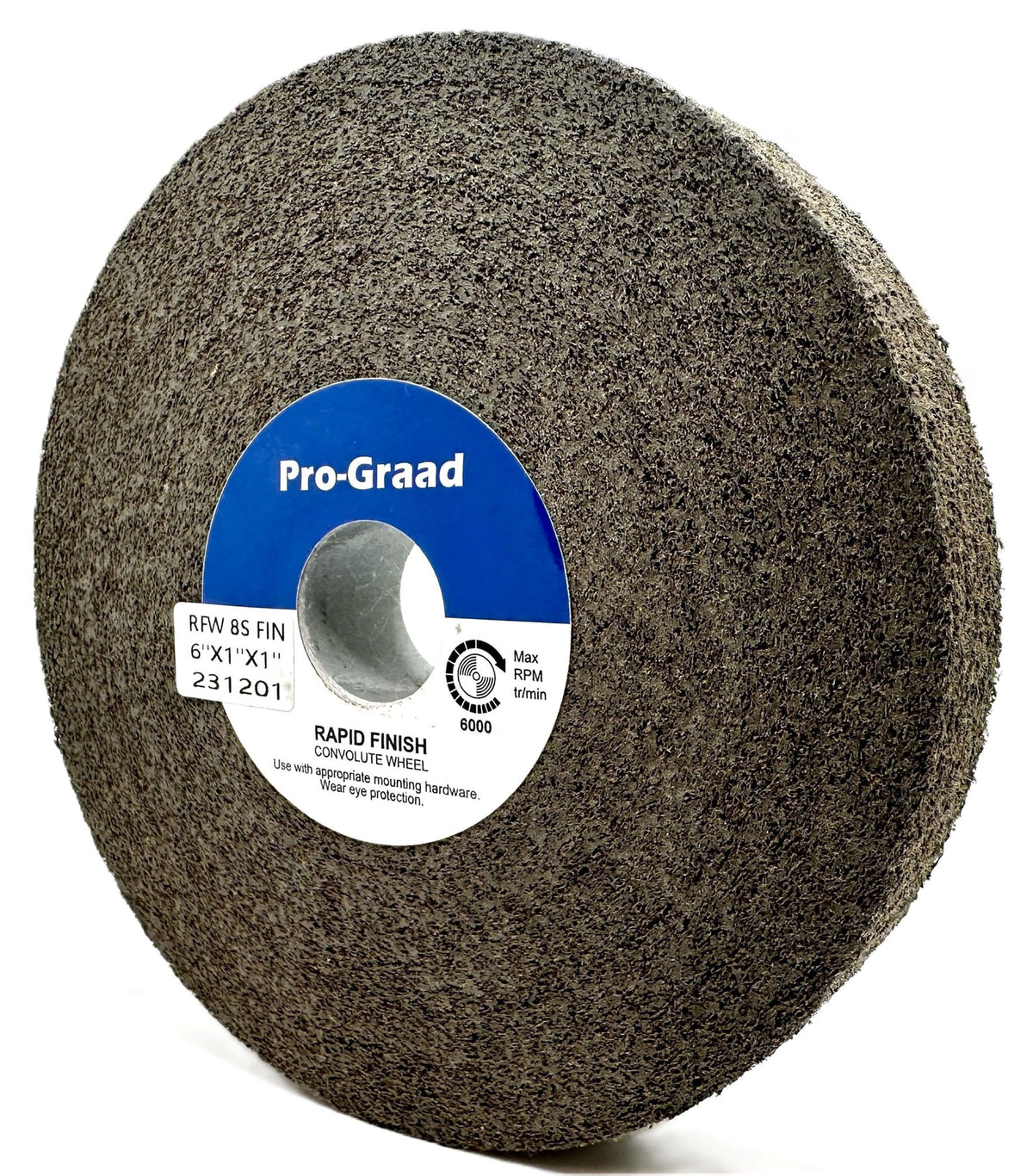 Pro-Graad 1 Pack 6” x 1” x 1” 8S Fine Series 1000 RF Long Life Convolute Deburring, Finishing & Polishing Wheel, Includes Adapter for use on 3/4 5/8 1/2 inch Shaft Sizes, Pack of 1