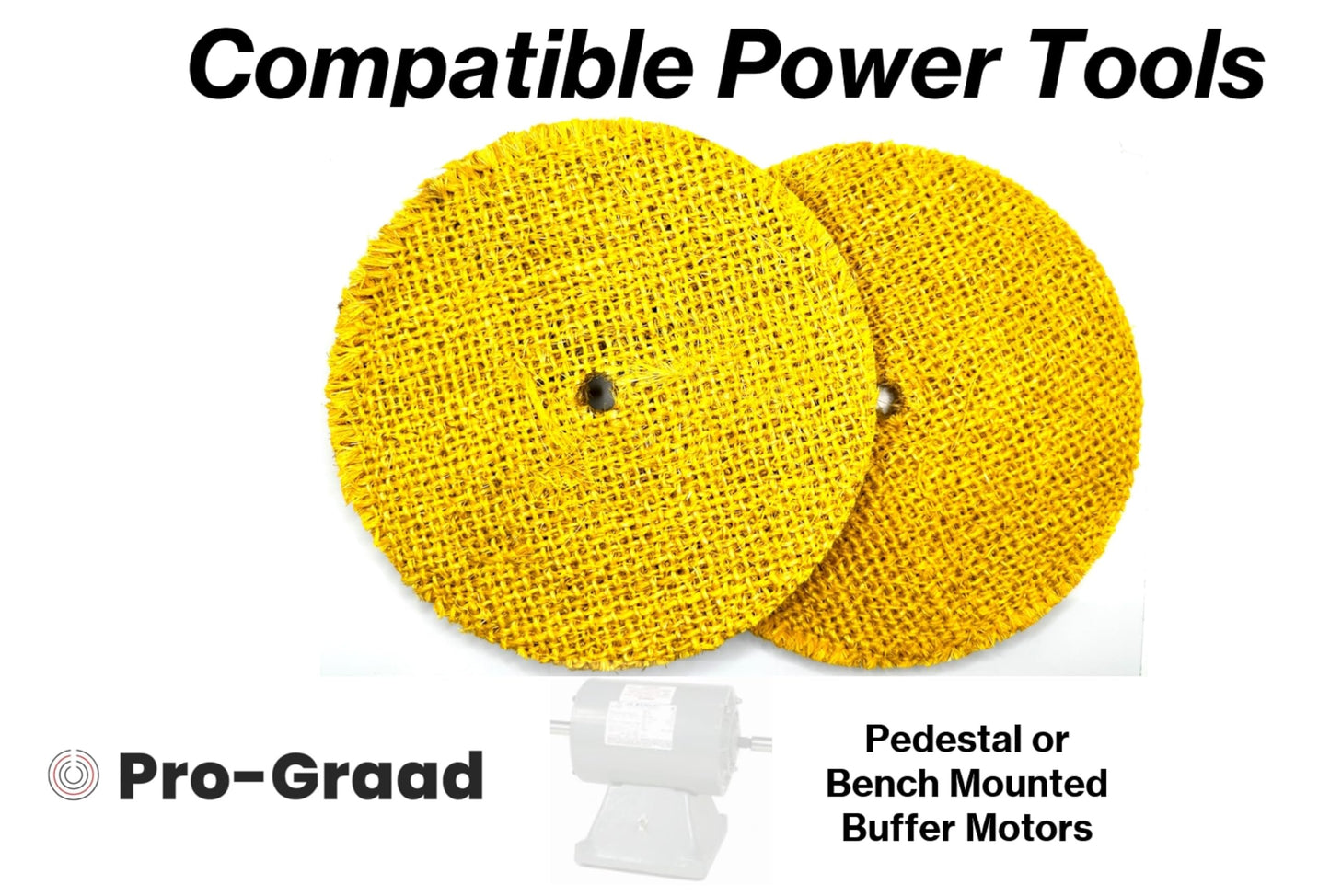 8 inch Yellow Dip Treated Rigid Full Sisal Buffing Wheel, 5/8 inch Arbor Hole, 1/2 inch Thickness, 1/4 inch Sewn, for Cut Buffing Steel, Stainless Steel, Ferrous Metals, 2 Pack