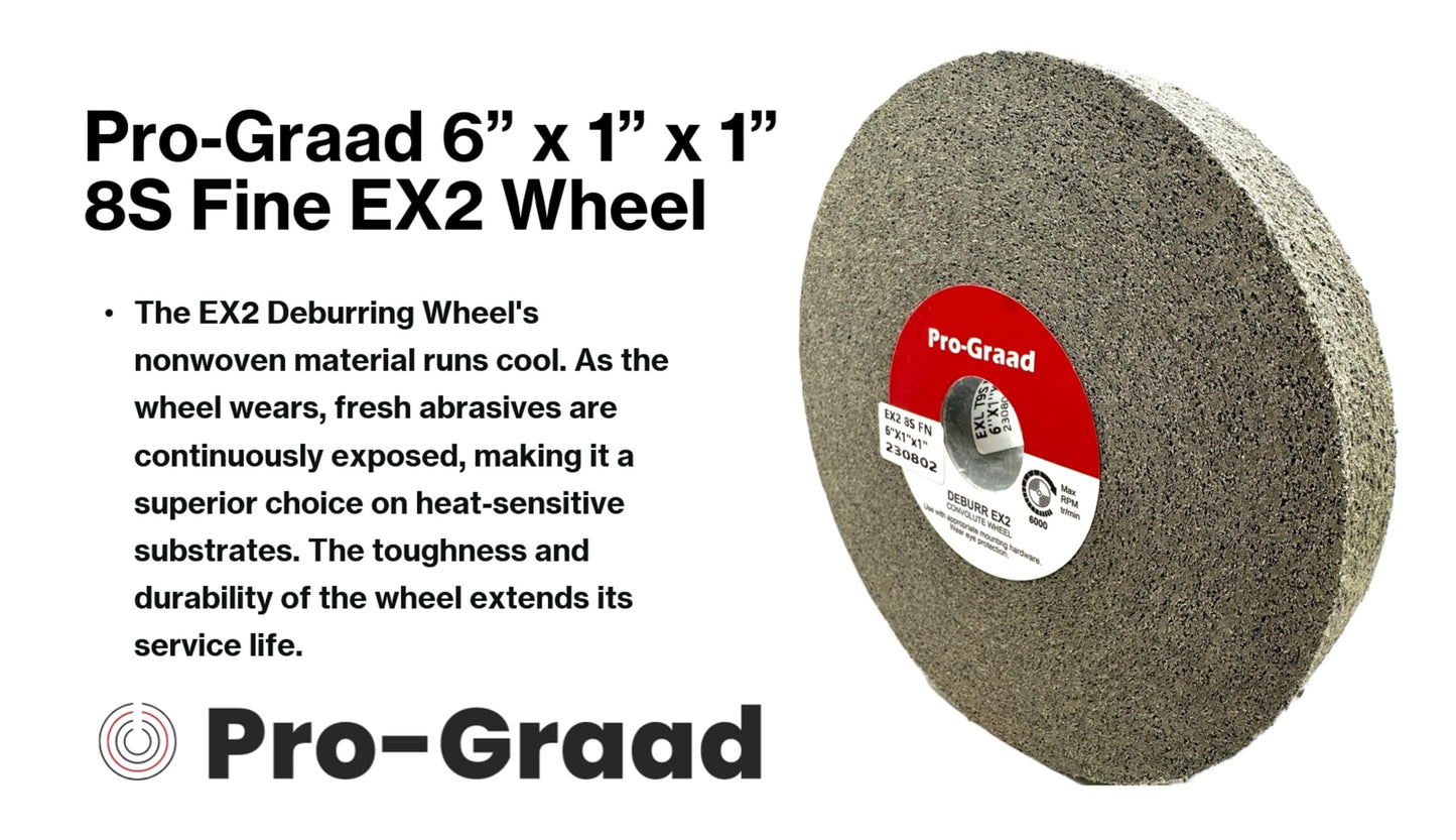 Pro-Graad EX2 Convolute Deburring Polishing Wheel - 6" x 1" x 1" 8S Fine Grit Silicon Carbide - Extra Durable - Metal Deburring, Finishing and Polishing Wheel - Convolute - 17218 - (1 Pack)