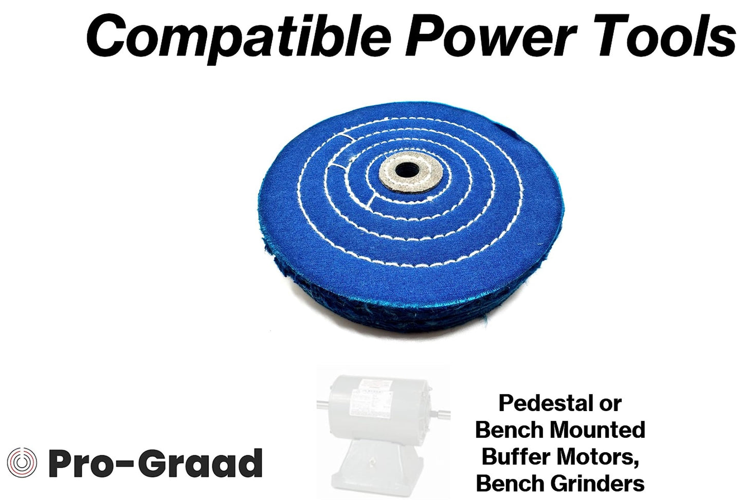 Pro-Graad 1 Pack Extra Thick Buffing Polishing Wheel 6 inch Blue Treated Cotton Medium, 70 Ply – 1” Thick with 1/2 inch Arbor Hole for Bench Grinder – Ideal for Middle Step Buffing – Pack of 1