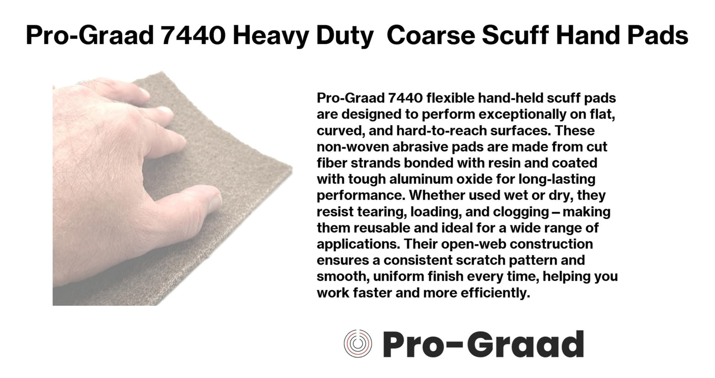 Pro-Graad Premium 7440 6"x9" Tan Coarse Scuff Pads, 10 Pack, Scuffing, Scouring, Sanding, Paint Primer Prep Adhesion Scratch-Surface Preparation For Automotive Car Auto Body Repair Woodworking Wood