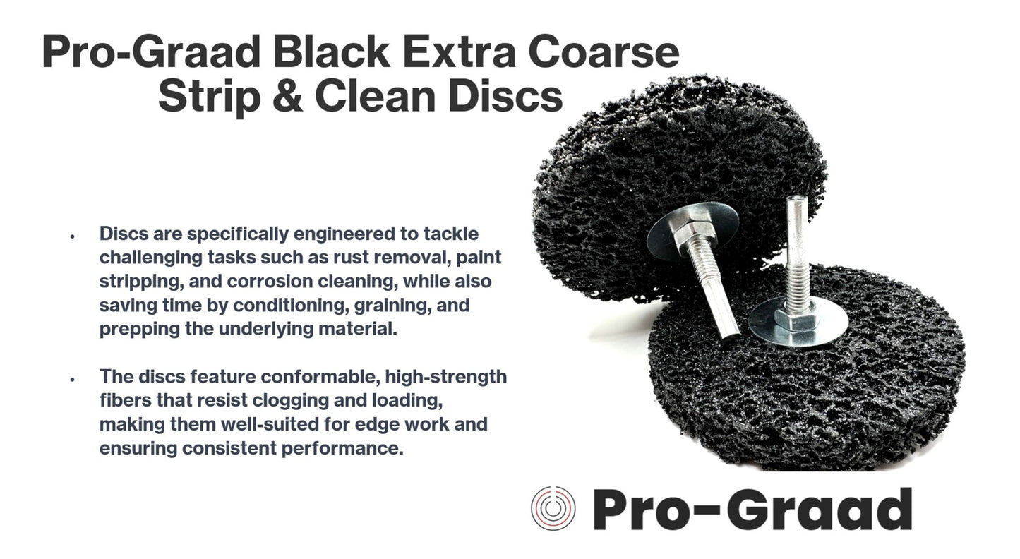 Pro-Graad 2 Pack Paint Stripping Disc Drill Attachment | 4" x 1/2" Wide with 1/4" Shaft | Strip & Clean Discs Remove Paint Coating Rust | Black | Pack of 2