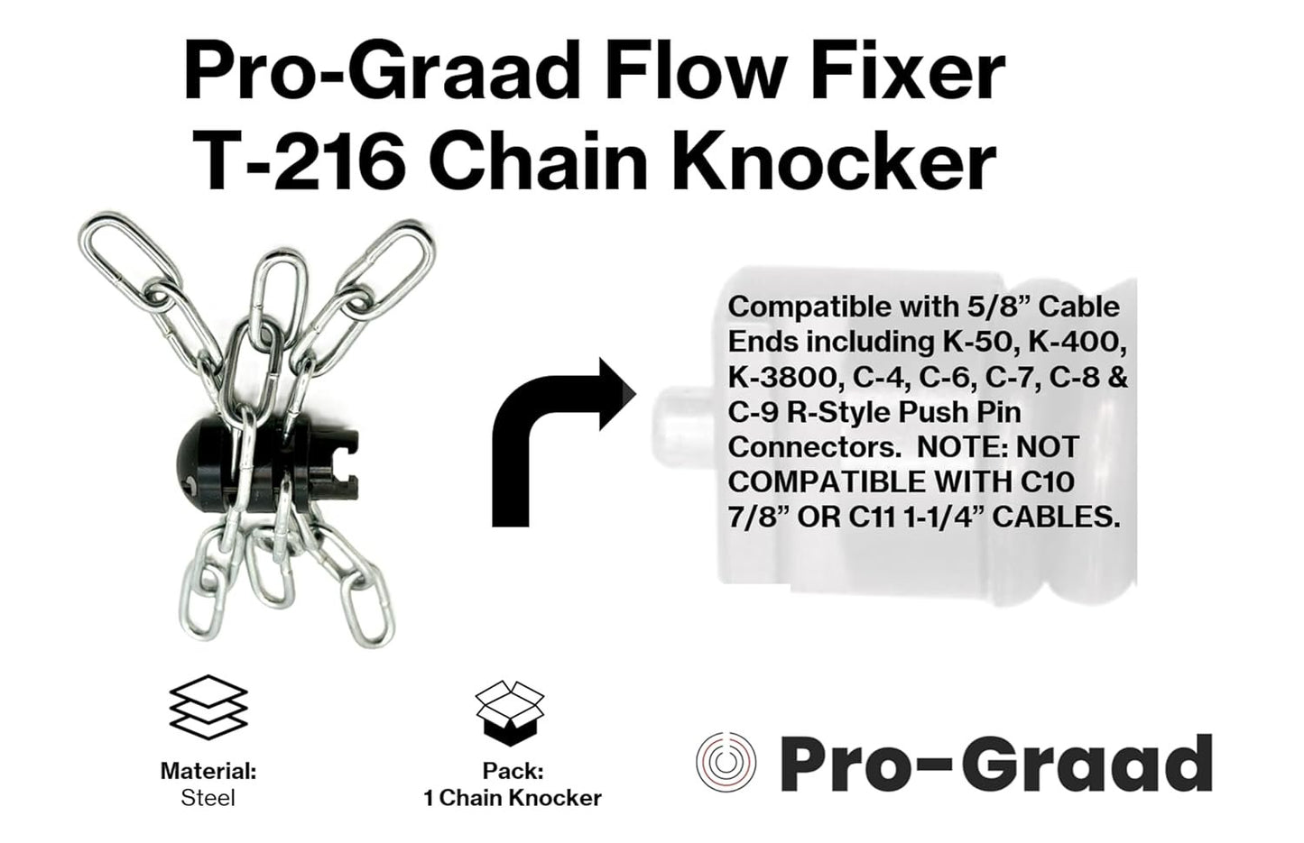 Pro-Graad FlowFixer T-216 2" Chain Knocker Drain Cleaning Head | Heavy Scale Removal | Compatible Fit RIDGID K-50 K-400 K-3800 | C-4 C-6 C-7 C-8 C-9 Cables, Commercial & Residential Use, 63060